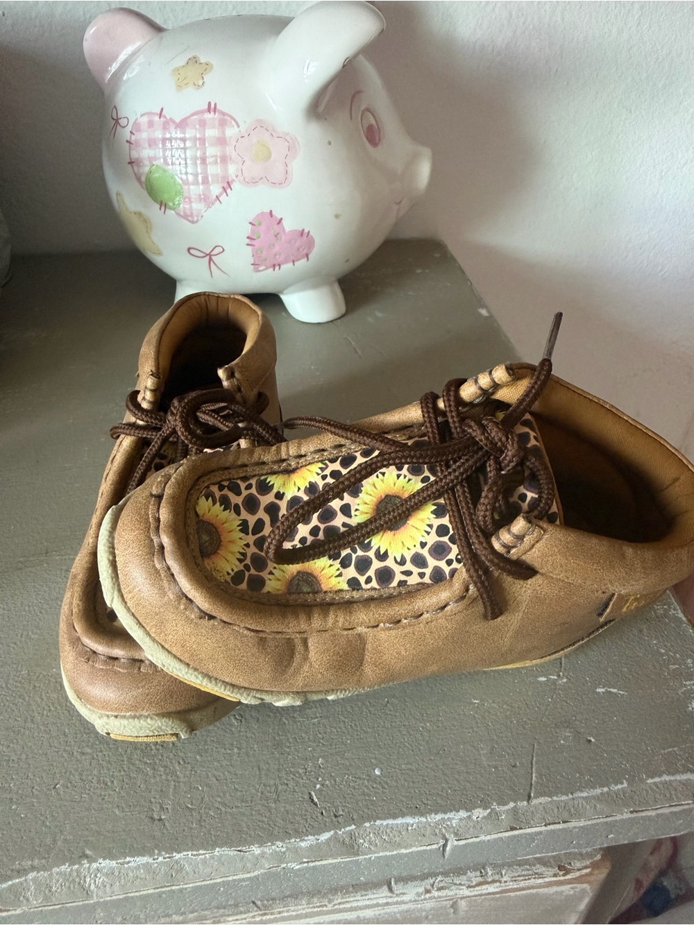 Twisted X Tan Brown Kids Boots with Sunflower